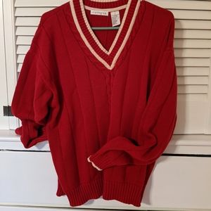 Men's Claiborne cotton pullover sweater.  Deep red, sz Large. EUC.